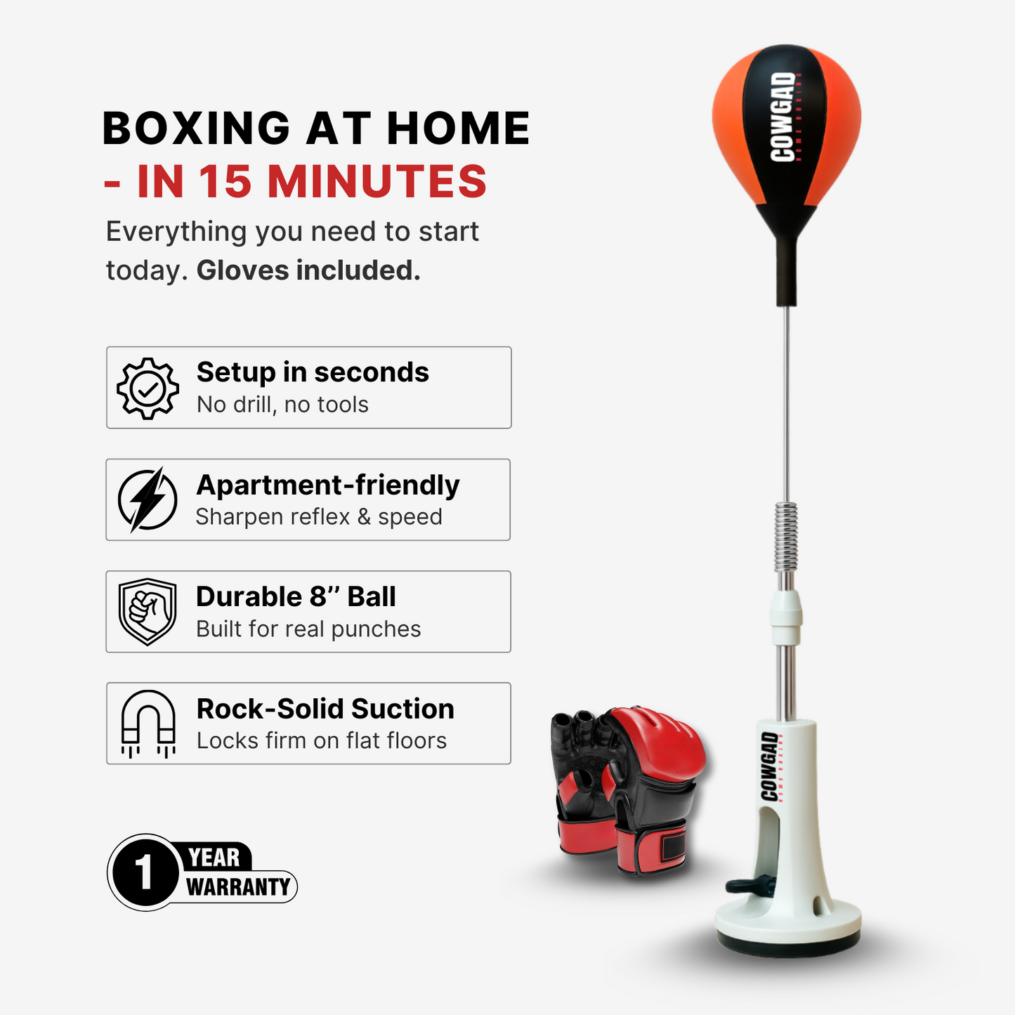 COWGAD 2 Elite home boxing reflex bag with gloves included.
